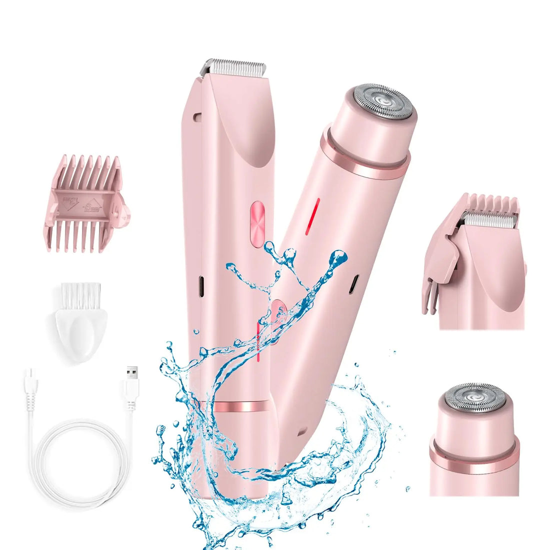 Women Electric Razors 2 in 1 Dual-Head Painless Bikini