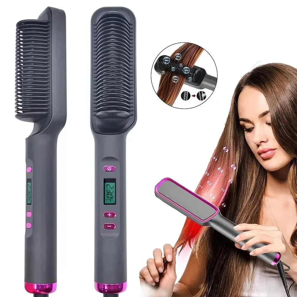 Hair Straightener Brush Heating Hot